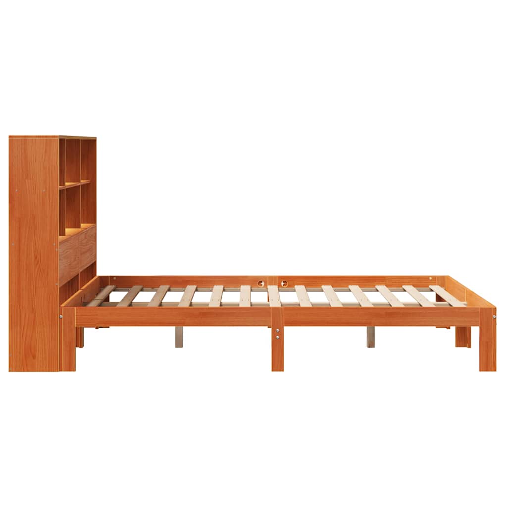 Letto Libreria senza Materasso Marrone Cera 135x190 cm in Pino | homemem39
