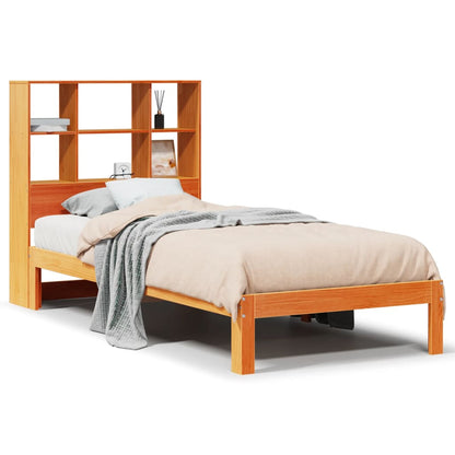 Letto Libreria senza Materasso Marrone Cera 100x200 cm in Pino | homemem39