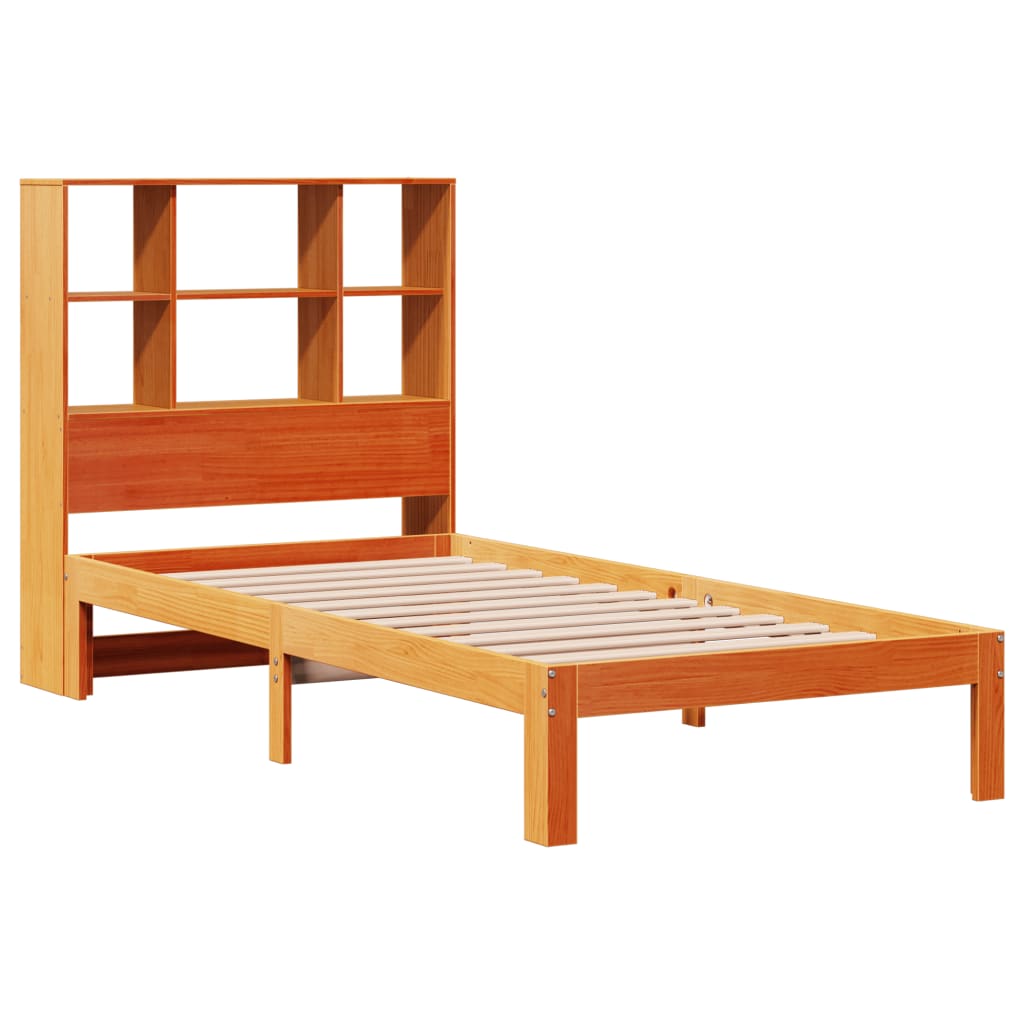 Letto Libreria senza Materasso Marrone Cera 100x200 cm in Pino | homemem39