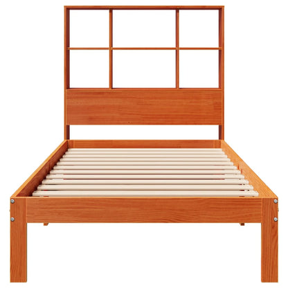 Letto Libreria senza Materasso Marrone Cera 100x200 cm in Pino
