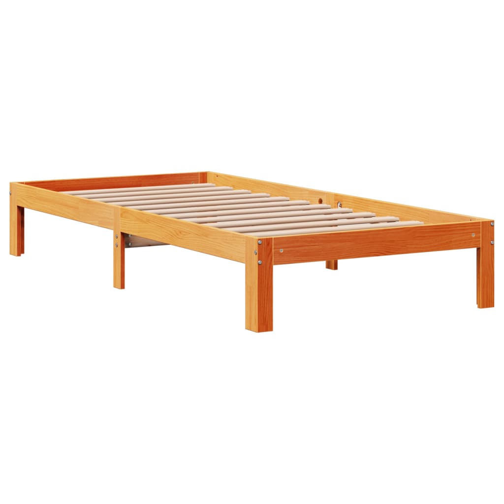Letto Libreria senza Materasso Marrone Cera 100x200 cm in Pino | homemem39