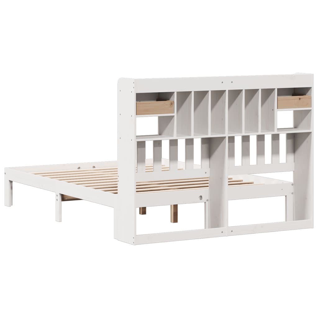 Letto Libreria senza Materasso Bianco 135x190 cm Legno di Pino - homemem39
