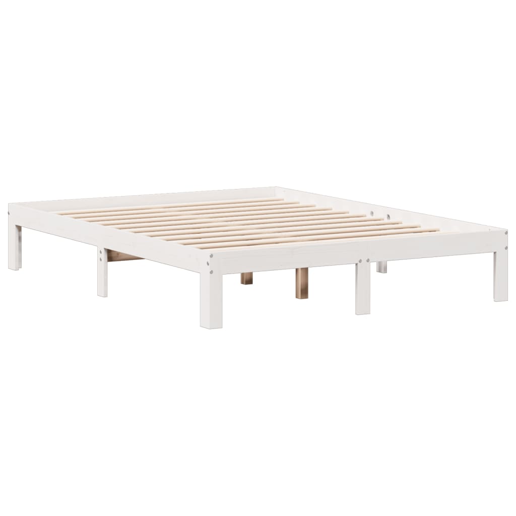 Letto Libreria senza Materasso Bianco 135x190 cm Legno di Pino - homemem39