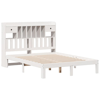 Letto Libreria senza Materasso Bianco 140x190 cm Legno di Pino - homemem39