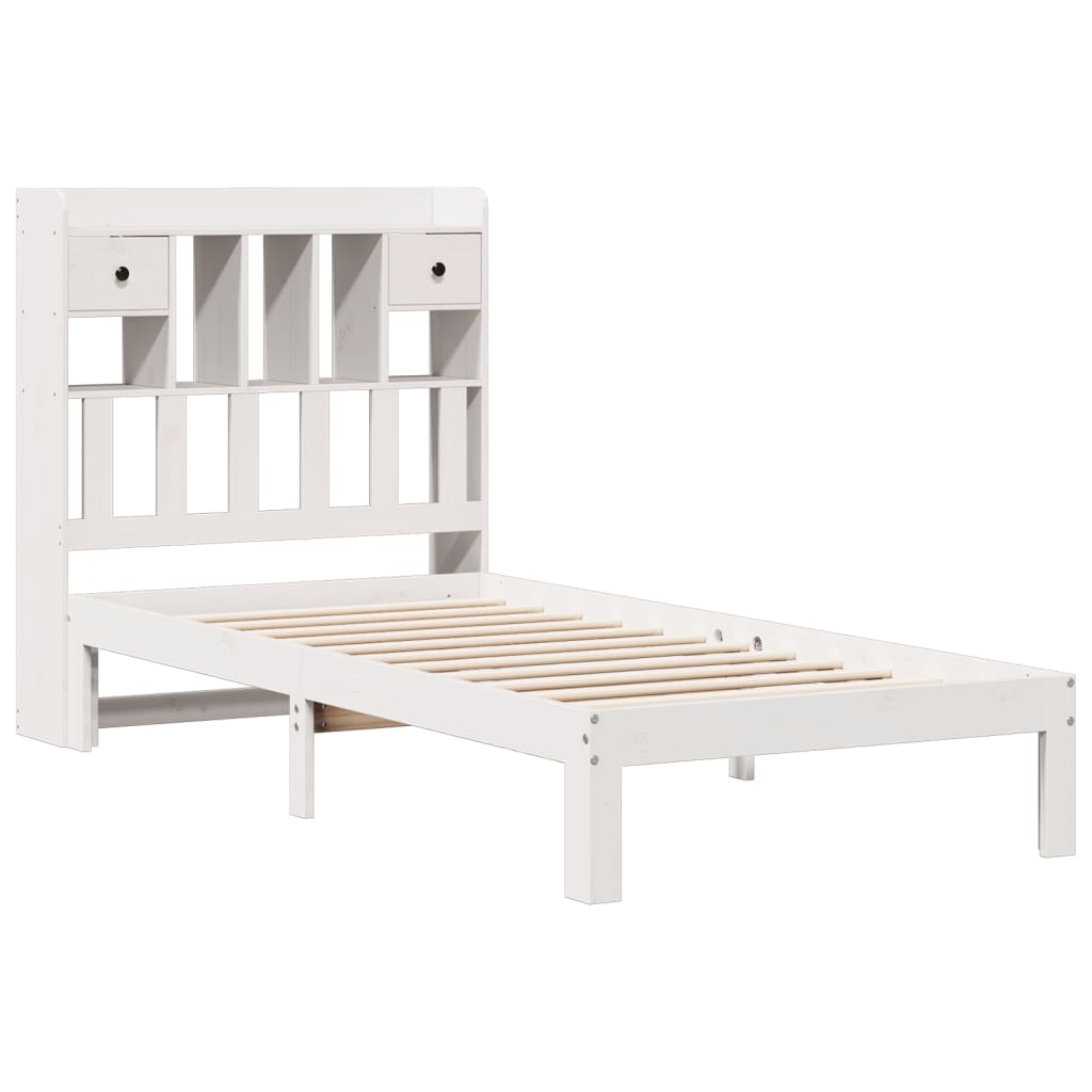 Letto Libreria senza Materasso Bianca 90x200 cm Legno di Pino - homemem39