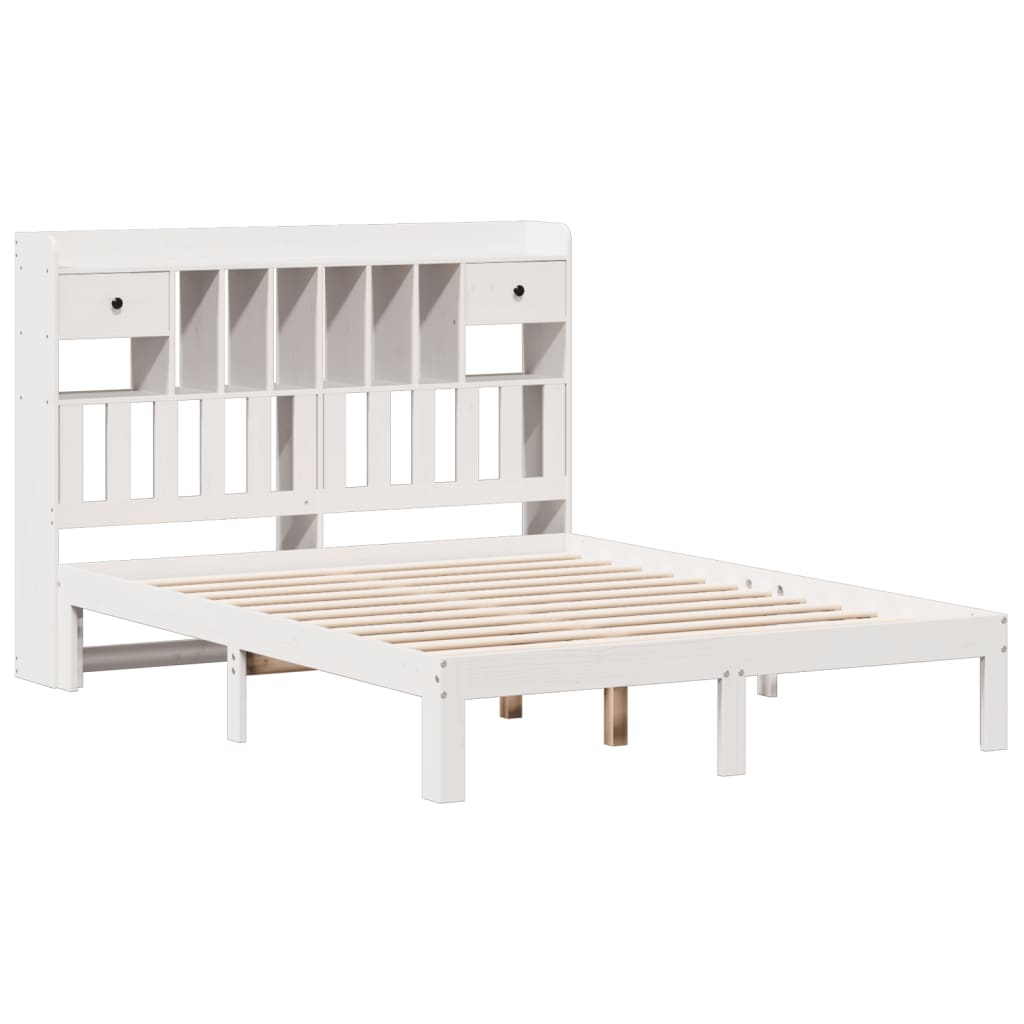 Letto Libreria senza Materasso Bianco 150x200 cm Legno di Pino