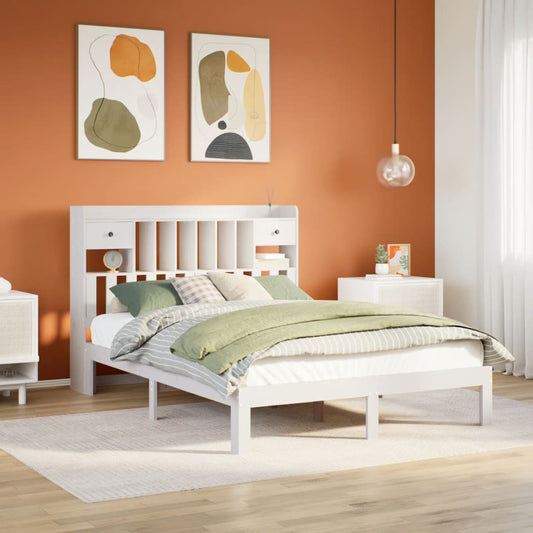 Letto Libreria senza Materasso Bianco 150x200 cm Legno di Pino