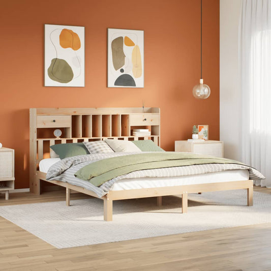 Letto Libreria senza Materasso 180x200 cm in Legno di Pino - homemem39