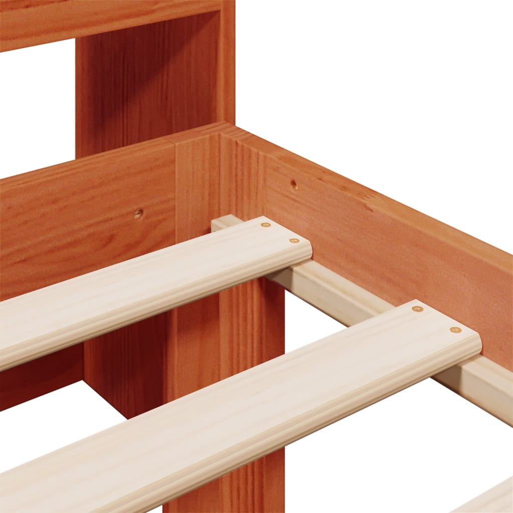 Letto Libreria senza Materasso Marrone Cera 100x200 cm in Pino - homemem39