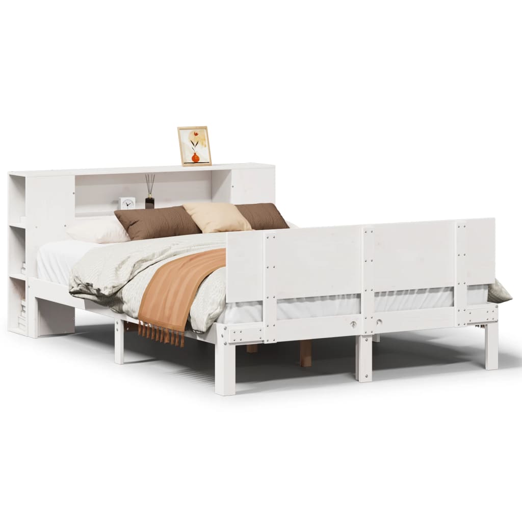 Letto Libreria senza Materasso Bianco 135x190 cm Legno di Pino