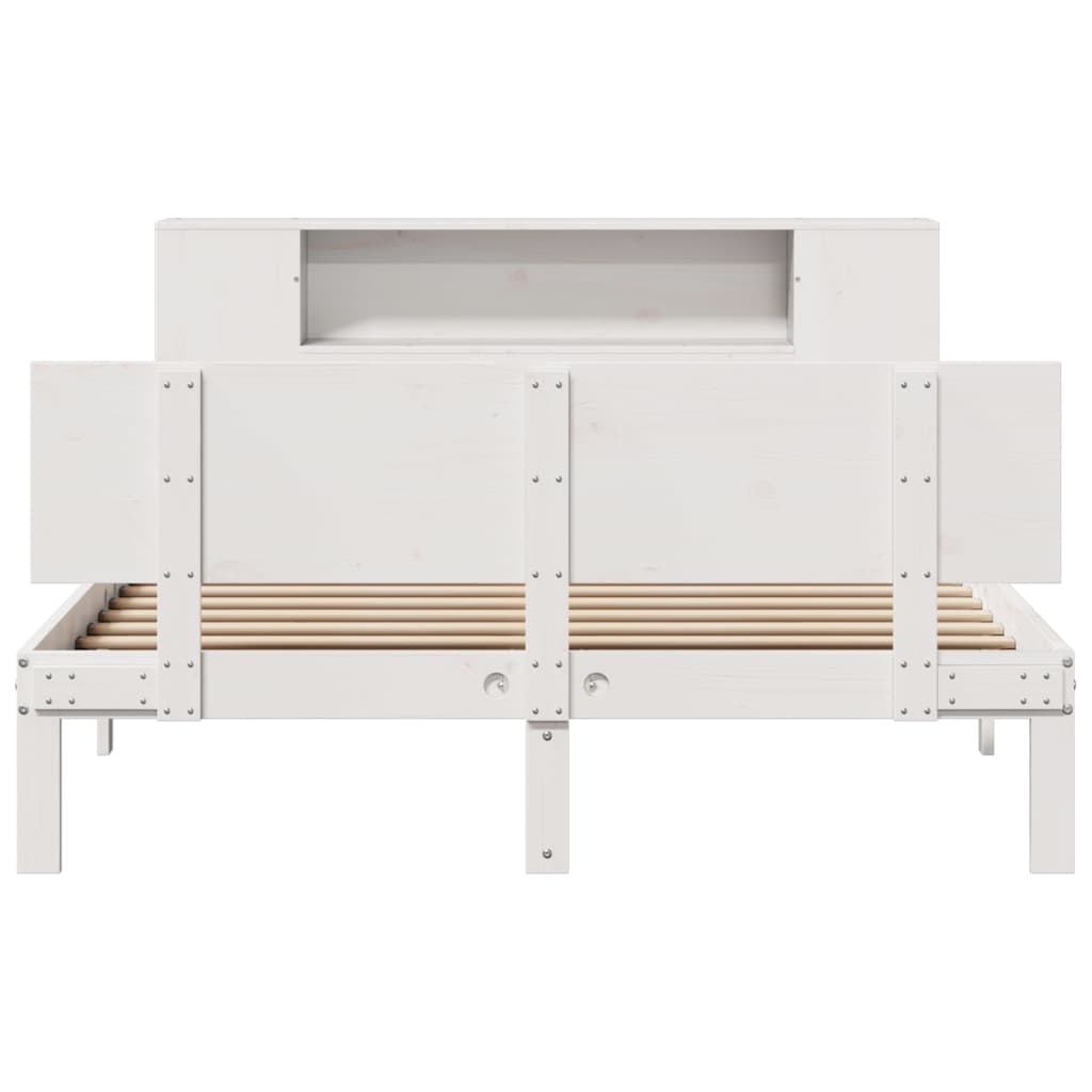 Letto Libreria senza Materasso Bianco 135x190 cm Legno di Pino