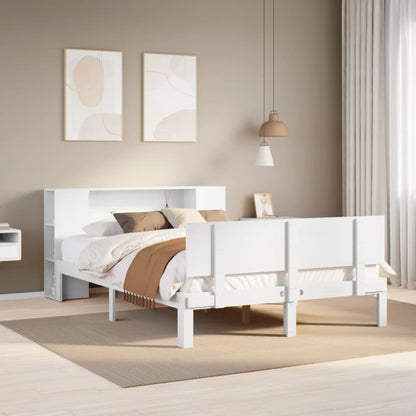 Letto Libreria senza Materasso Bianco 135x190 cm Legno di Pino