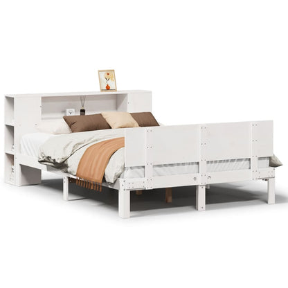 Letto Libreria senza Materasso Bianco 140x190 cm Legno di Pino - homemem39
