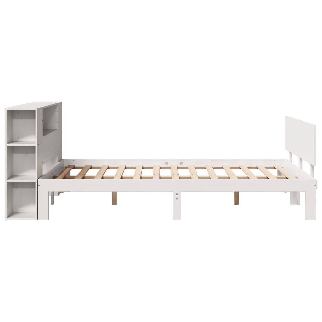 Letto Libreria senza Materasso Bianco 140x190 cm Legno di Pino - homemem39