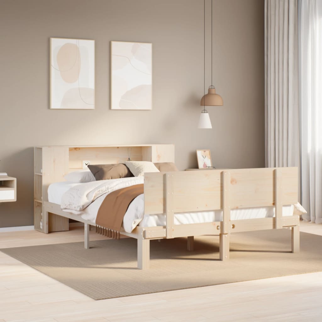 Letto Libreria senza Materasso 120x200cm Legno Massello di Pino - homemem39