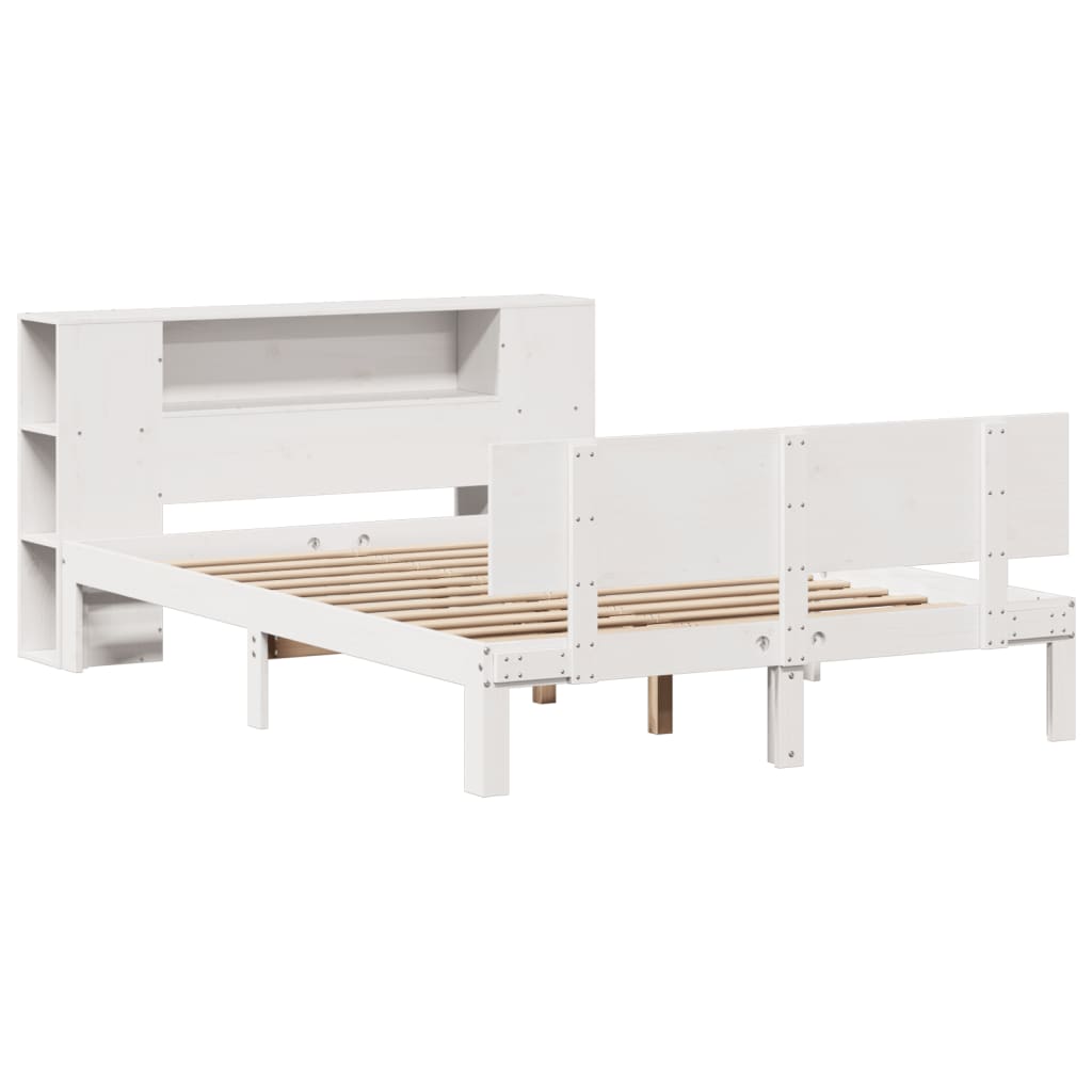 Letto Libreria senza Materasso Bianco 140x200 cm Legno di Pino - homemem39