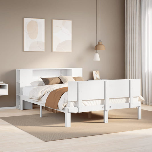 Letto Libreria senza Materasso Bianco 150x200 cm Legno di Pino