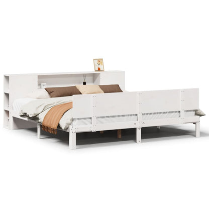 Letto Libreria senza Materasso Bianco 200x200 cm Legno di Pino