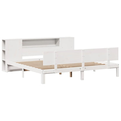 Letto Libreria senza Materasso Bianco 200x200 cm Legno di Pino