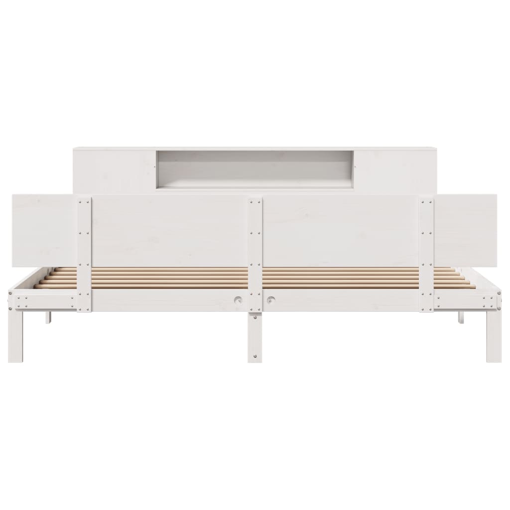 Letto Libreria senza Materasso Bianco 200x200 cm Legno di Pino