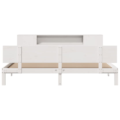 Letto Libreria senza Materasso Bianco 200x200 cm Legno di Pino