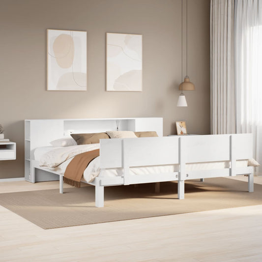 Letto Libreria senza Materasso Bianco 200x200 cm Legno di Pino