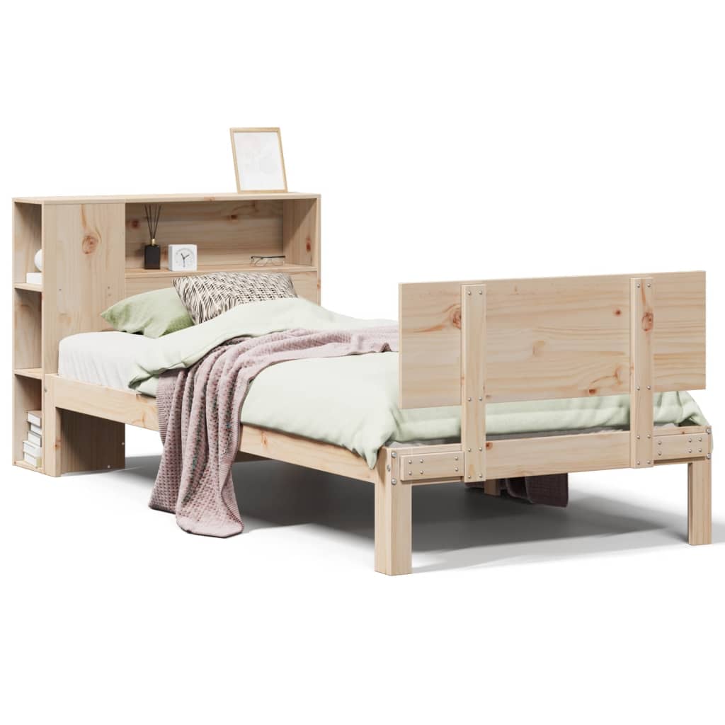 Giroletto con Libreria senza Materasso 75x190 cm in Legno Pino - homemem39