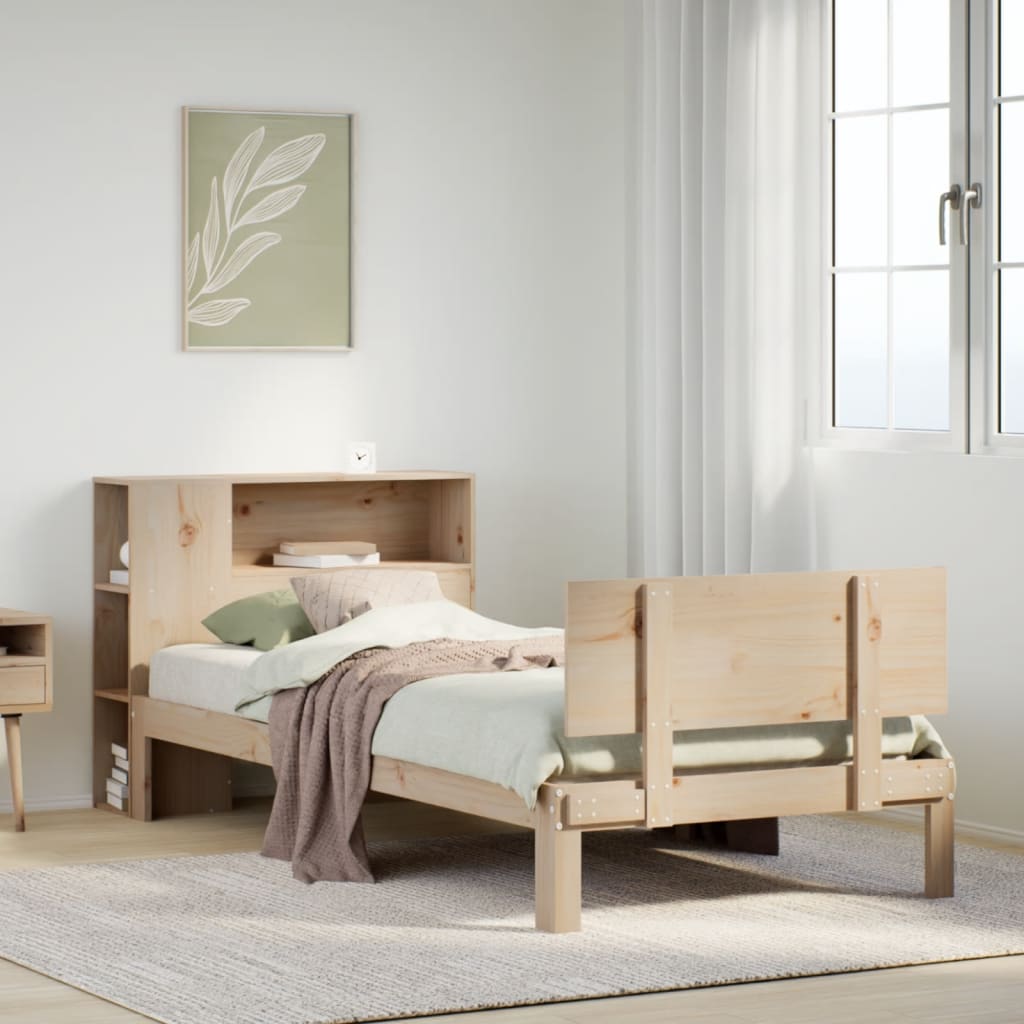 Giroletto con Libreria senza Materasso 75x190 cm in Legno Pino - homemem39