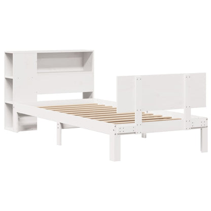 Letto Libreria senza Materasso Bianco 90x190 cm Massello Pino