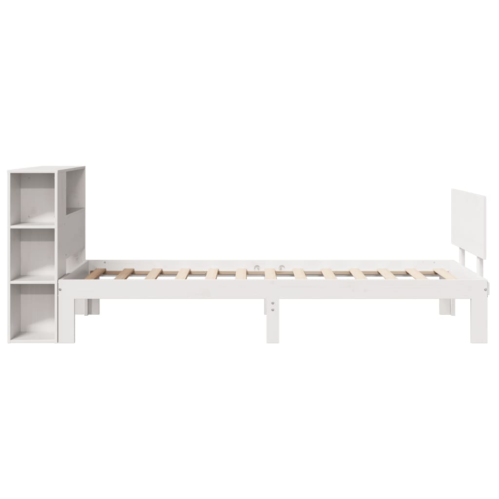 Letto Libreria senza Materasso Bianco 90x190 cm Massello Pino