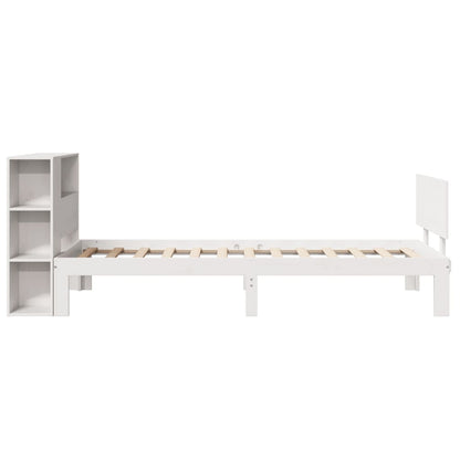 Letto Libreria senza Materasso Bianco 90x190 cm Massello Pino