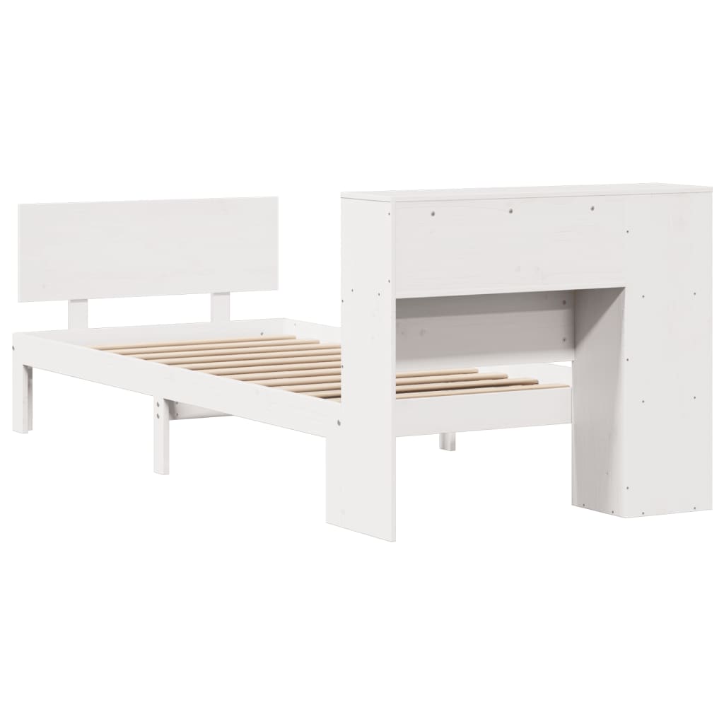 Letto Libreria senza Materasso Bianco 90x190 cm Massello Pino