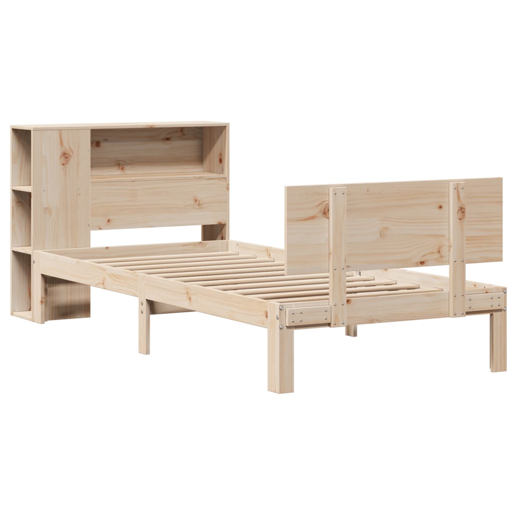 Letto Libreria senza Materasso 90x200 cm Legno Massello Pino - homemem39