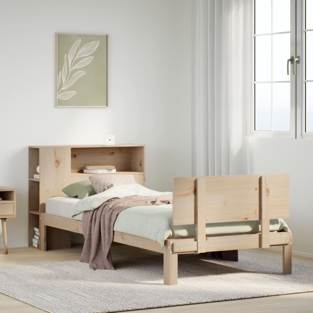 Letto Libreria senza Materasso 90x200 cm Legno Massello Pino - homemem39
