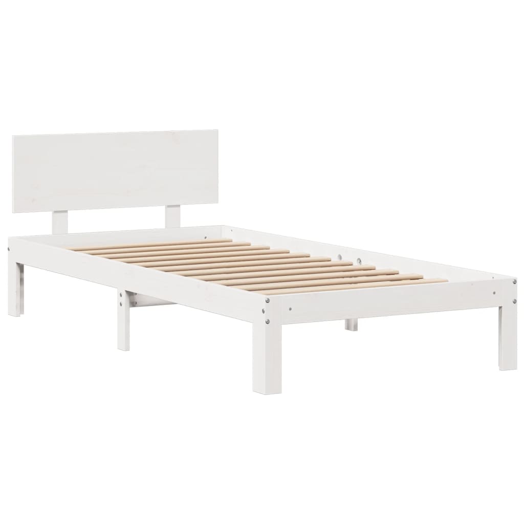 Letto Libreria senza Materasso Bianco 100x200 cm Legno di Pino - homemem39