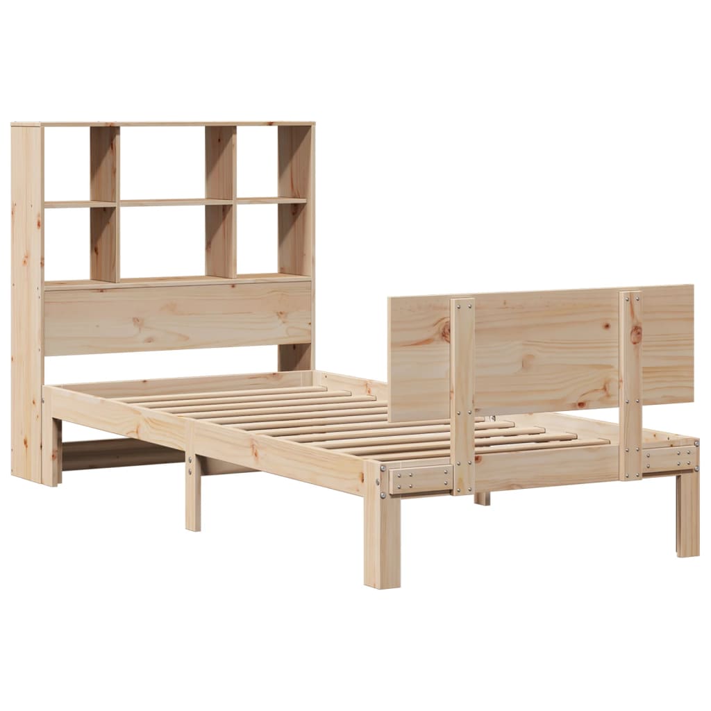 Letto Libreria senza Materasso 90x190 cm Legno Massello Pino