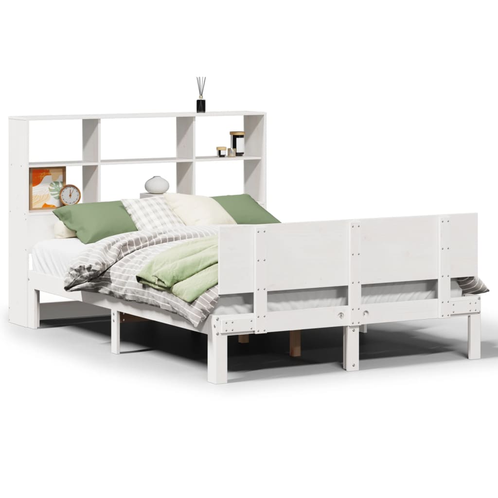 Letto Libreria senza Materasso Bianco 120x190 cm Legno di Pino - homemem39
