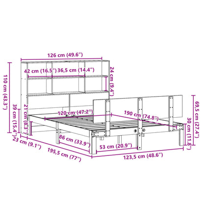 Letto Libreria senza Materasso Bianco 120x190 cm Legno di Pino - homemem39
