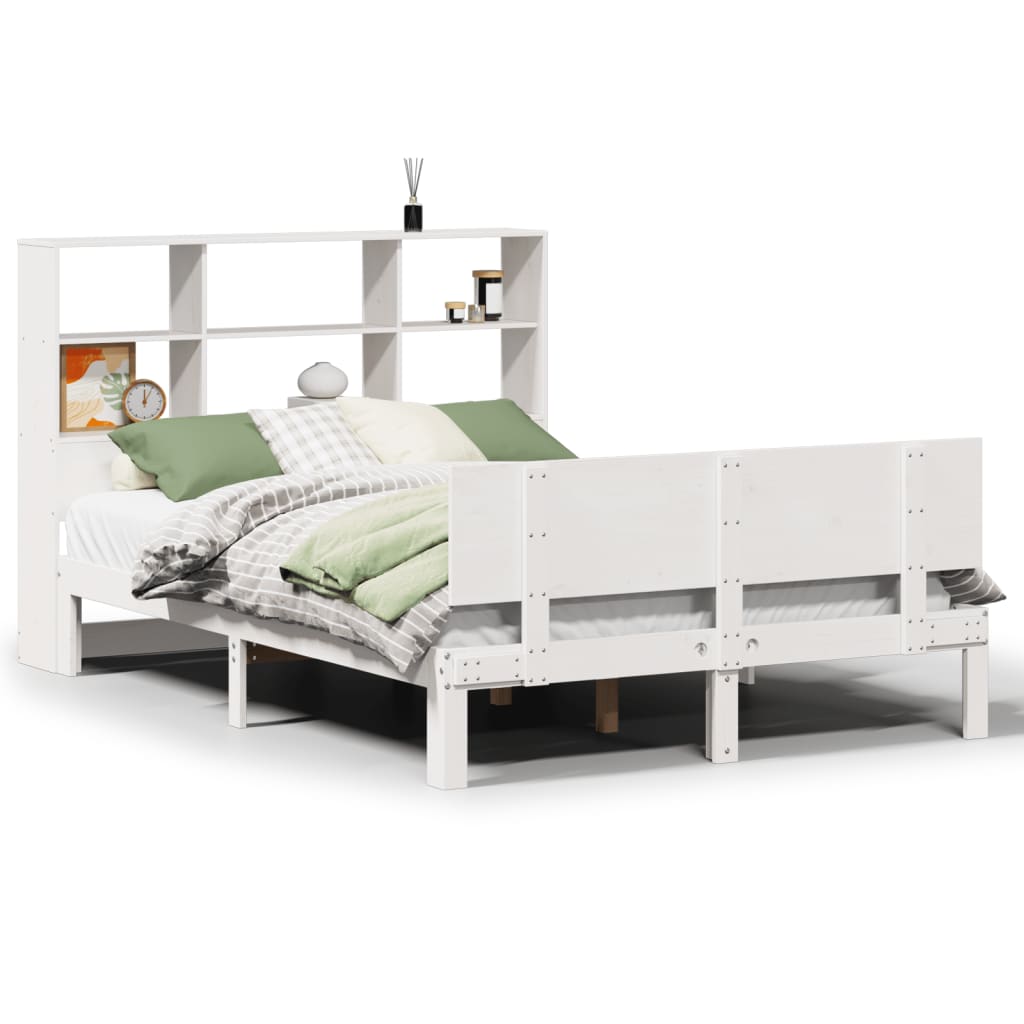 Letto Libreria senza Materasso Bianco 135x190 cm Legno di Pino