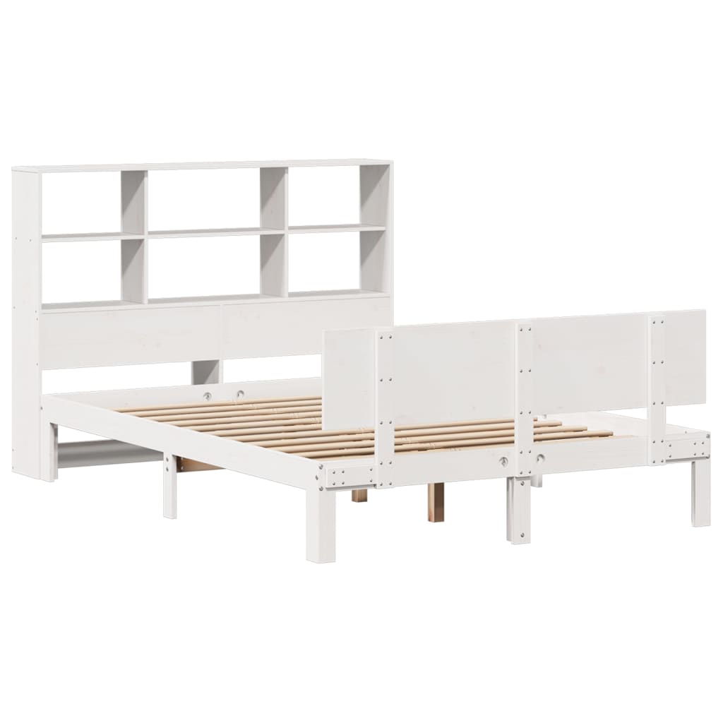 Letto Libreria senza Materasso Bianco 135x190 cm Legno di Pino