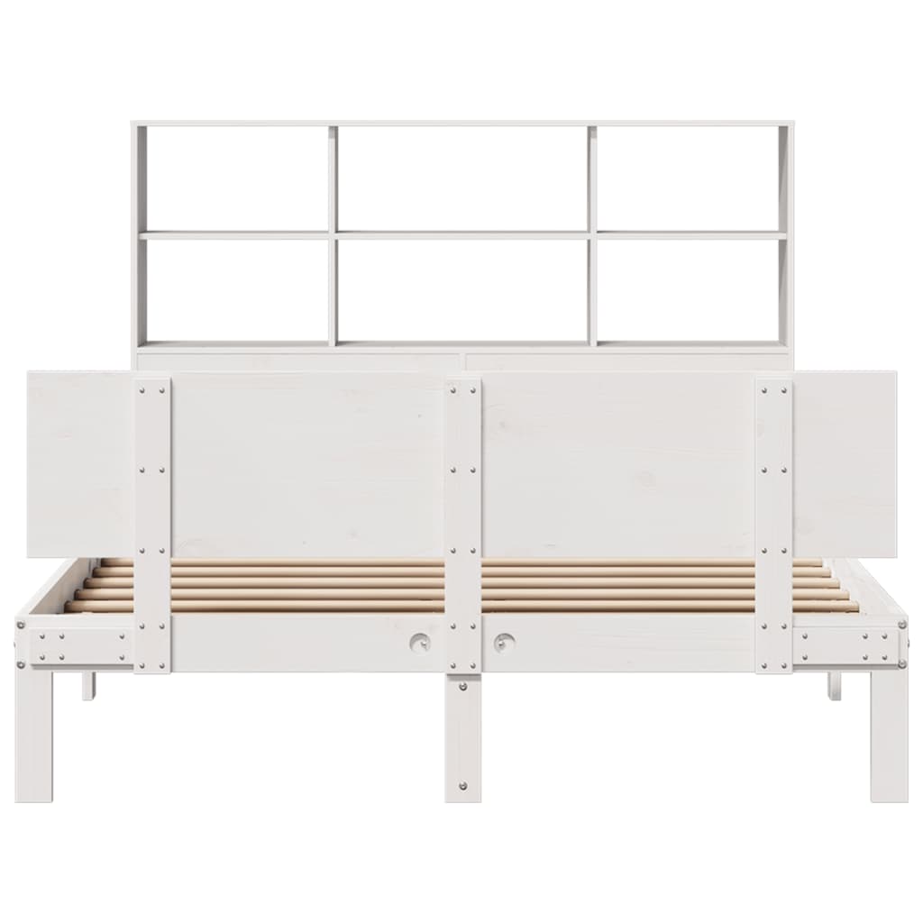 Letto Libreria senza Materasso Bianco 135x190 cm Legno di Pino