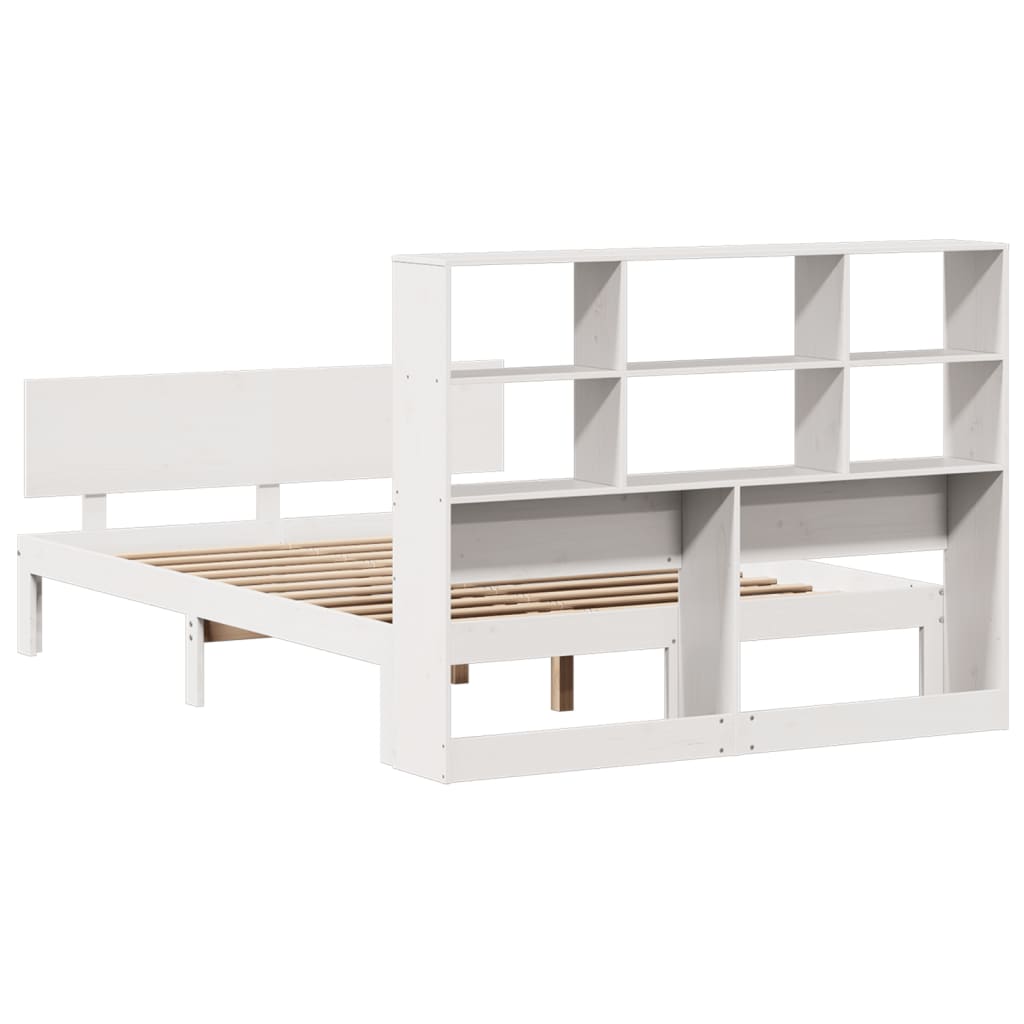 Letto Libreria senza Materasso Bianco 135x190 cm Legno di Pino