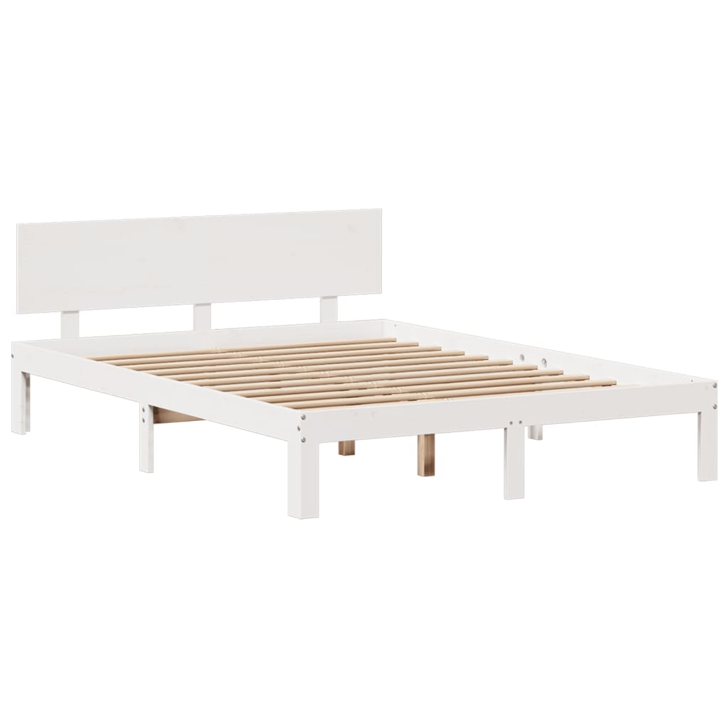 Letto Libreria senza Materasso Bianco 135x190 cm Legno di Pino