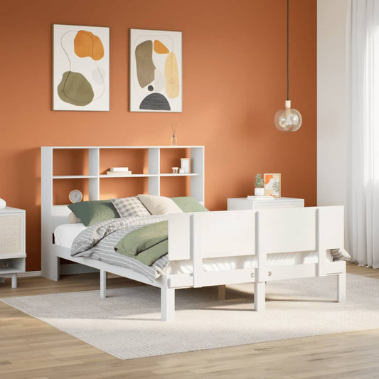 Letto Libreria senza Materasso Bianco 135x190 cm Legno di Pino