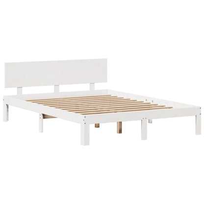 Letto Libreria senza Materasso Bianco 140x190 cm Legno di Pino