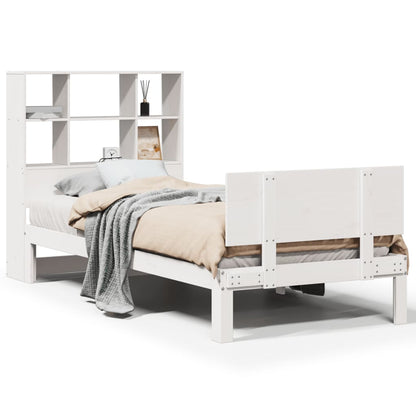 Letto Libreria senza Materasso Bianco 100x200 cm Legno di Pino