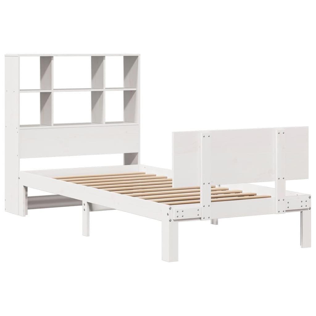 Letto Libreria senza Materasso Bianco 100x200 cm Legno di Pino