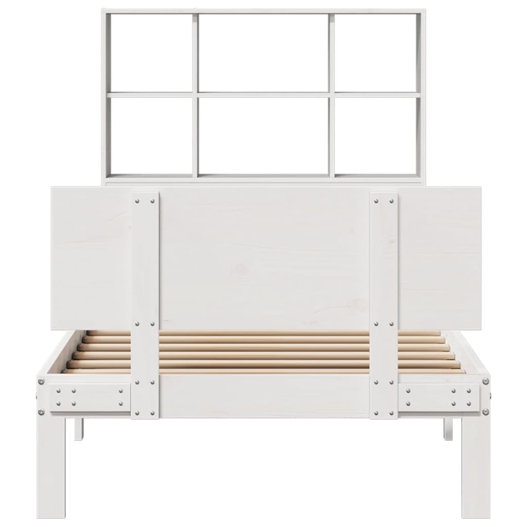 Letto Libreria senza Materasso Bianco 100x200 cm Legno di Pino