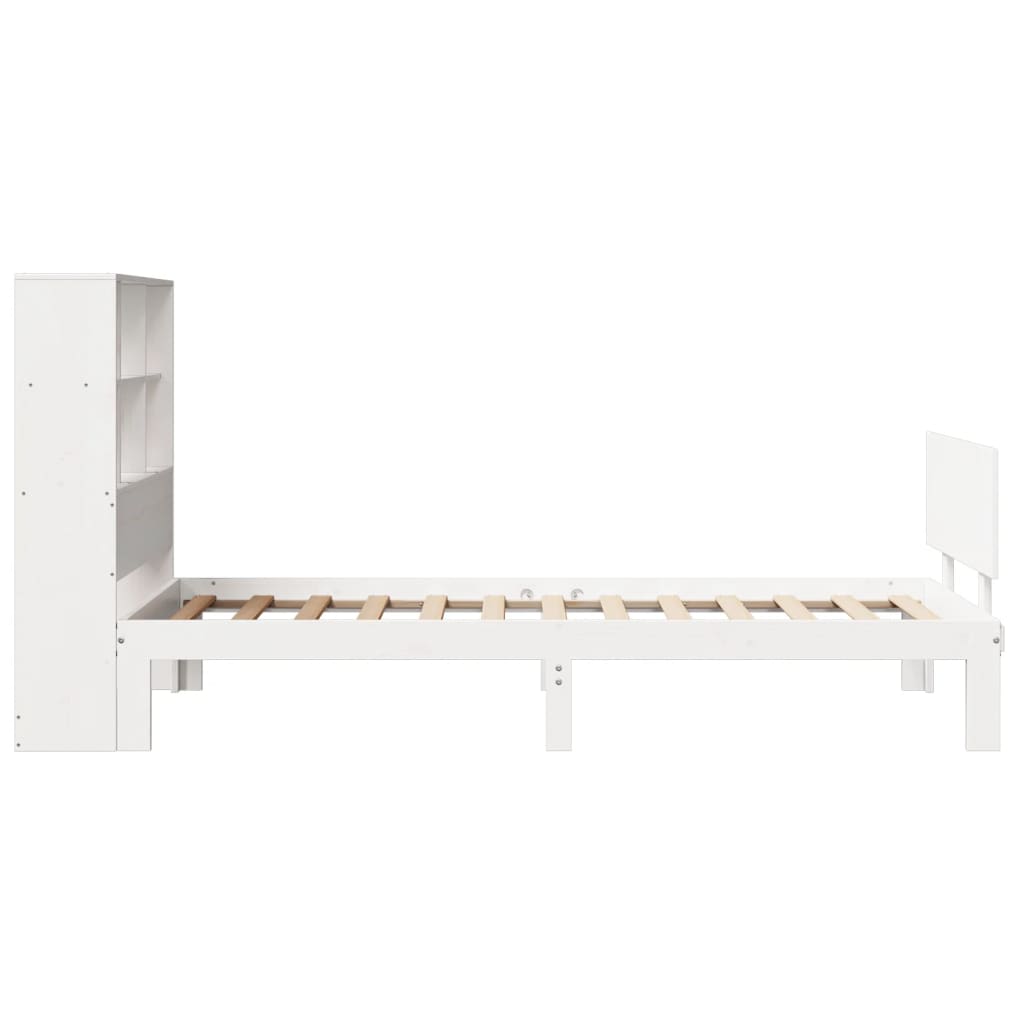 Letto Libreria senza Materasso Bianco 100x200 cm Legno di Pino