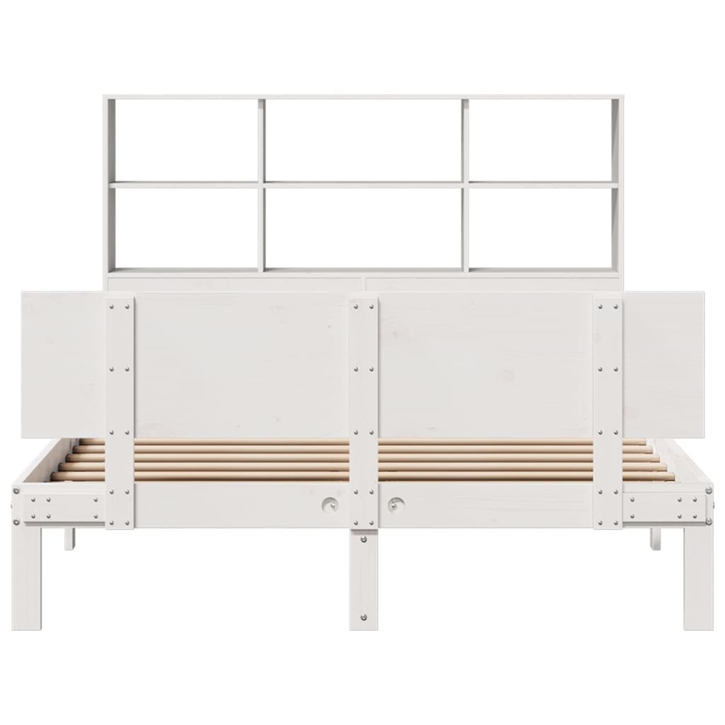 Letto Libreria senza Materasso Bianco 150x200 cm Legno di Pino